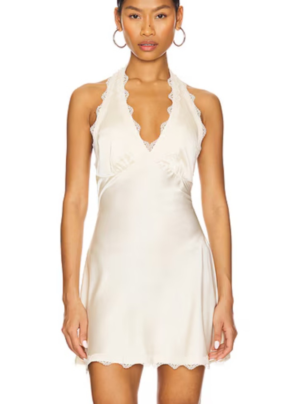 Lioness Stars Align Mini Dress Cream
Silky Lace-Trim Halter Chemise Revolve S
